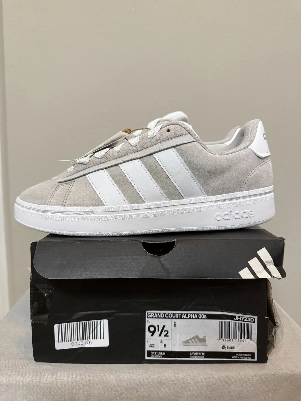 Adidas Grand Court Alpha 00s Sneakers Gray White Size 9.5